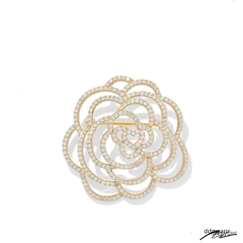 Collections Hollow Out ddmydec Rose Flower Brooch Pin Rhinestone Elegant High End Women Accessories Wholesale ddmydec