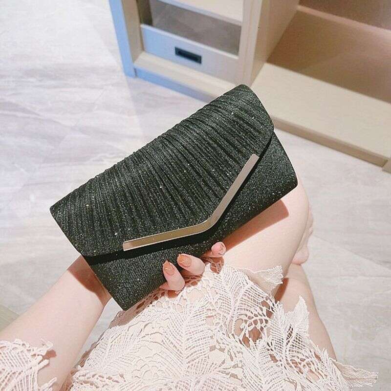 Fashionable Pleated Envelope Elegant Dress, Evening Handbag, Party Gown Bag, Women's Banquet Bag