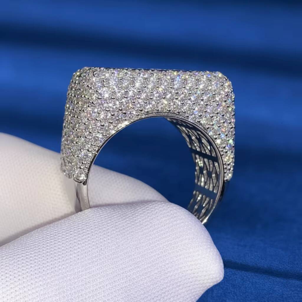 9K 10K 14K 18K Real Gold Hip Hop Fine Jewelry Iced Out Paved VS VVS GIA IGI Certified HPHT Lab Grown Diamond Square Ring for Men