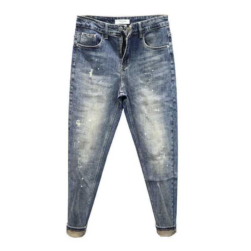 High Street Harajuku Korean Luxury Clothing Mens Casual Denim Pencil Pants Spring and Autumn Washed Jeans Cowboy Pants for Men W250905