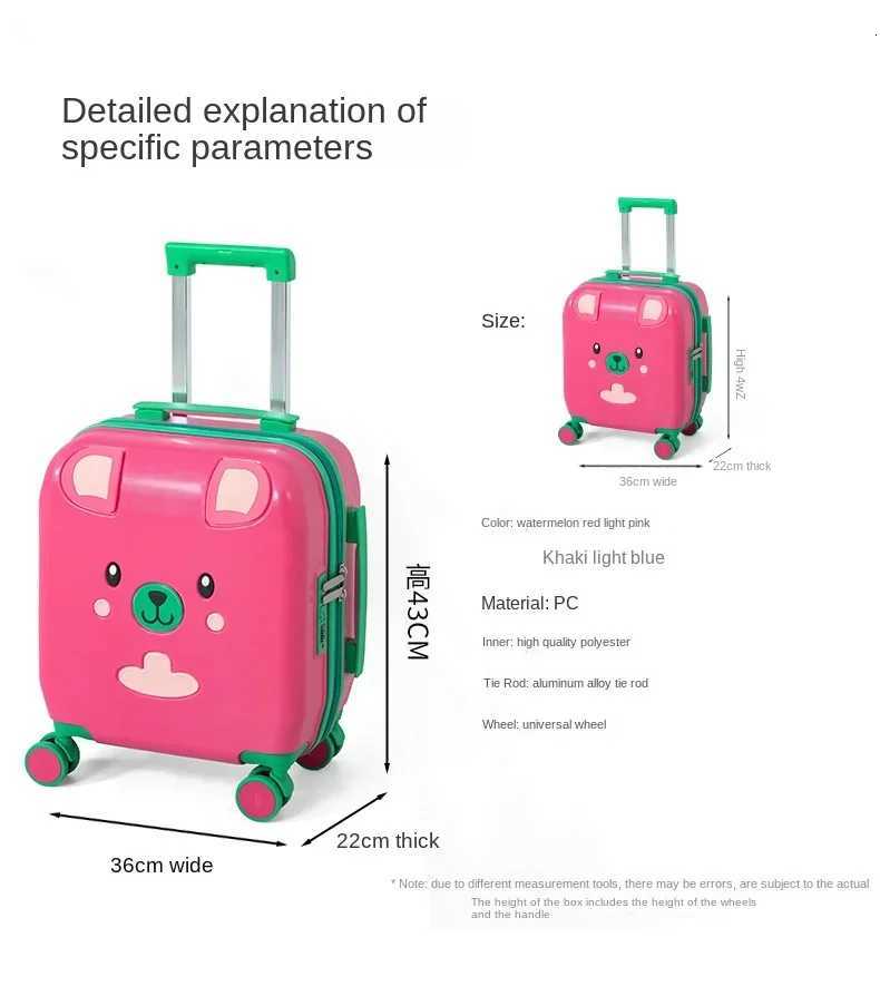 18 inch Luggage Travel SuiTCase Cartoon SuiTCase with Cup Holder Multifunctional Trolley Case with Wheels Boarding Box Z250905