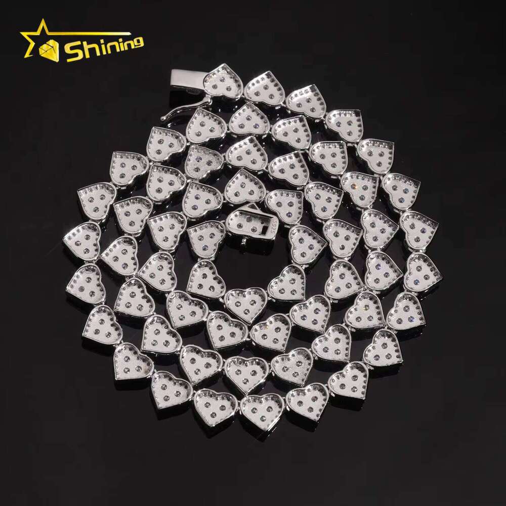 Fast Delivery Hi Hop Sier Heart-Shaped Iced GRA Certified Moissanite Cuban Bracelet