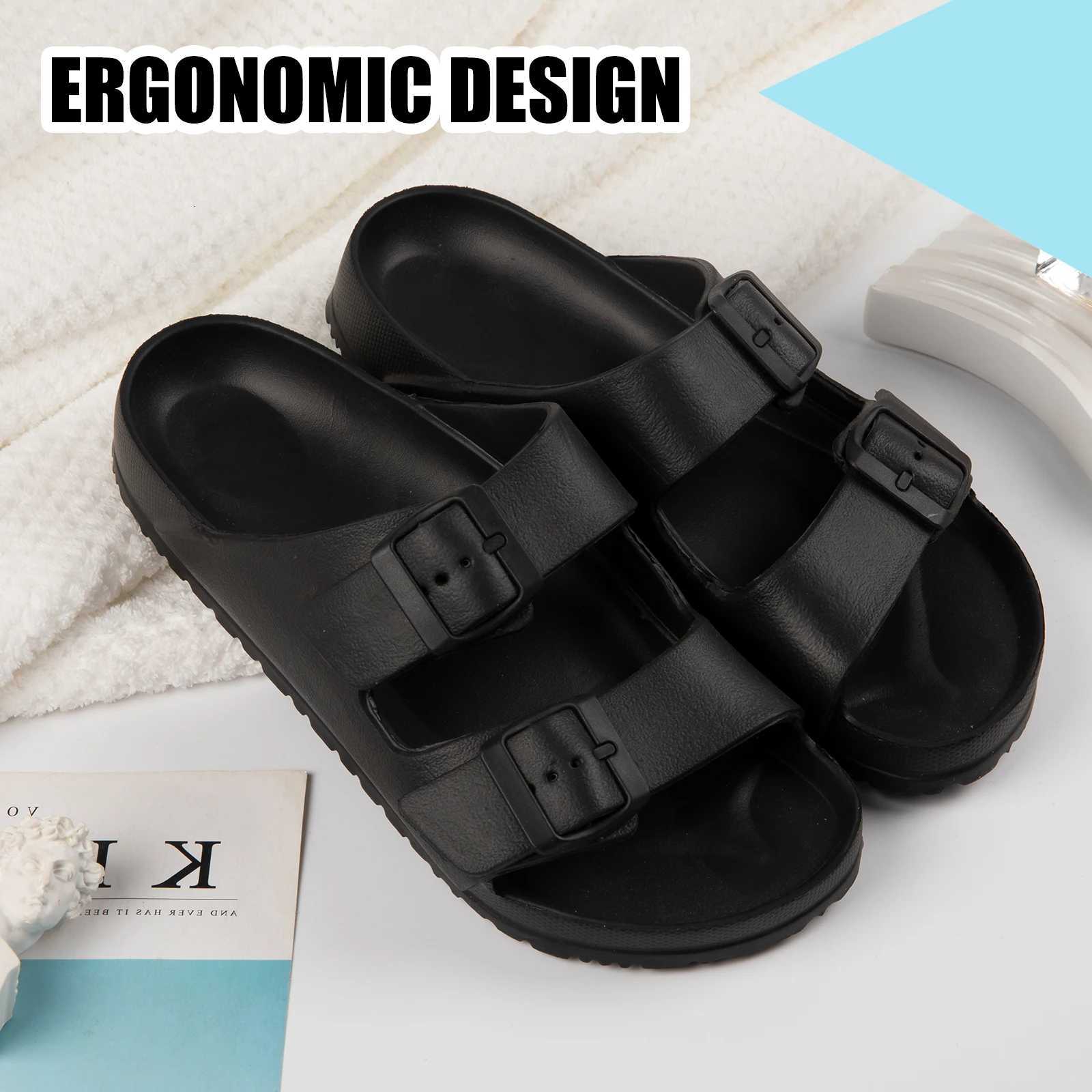 Mens slippers with adjustable double button EVA material casual bathroom indoor and outdoor slippers W250905