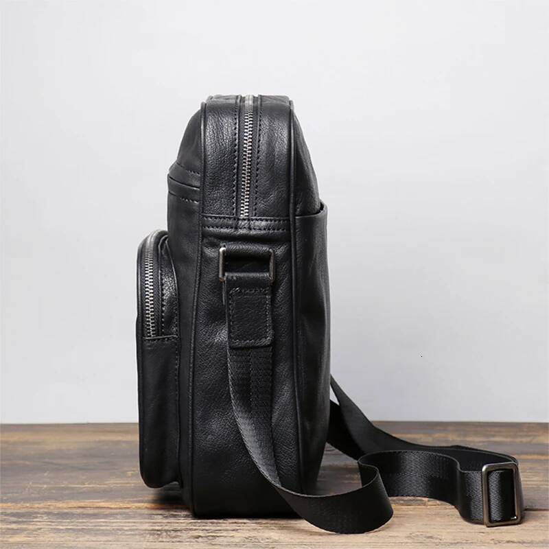 LUOKIR Men's Genuine Leather Crossbody Casual Fashion Sling Shoulder Bag Cowhide Designer Messenger Bags For 11 Inch Ipad