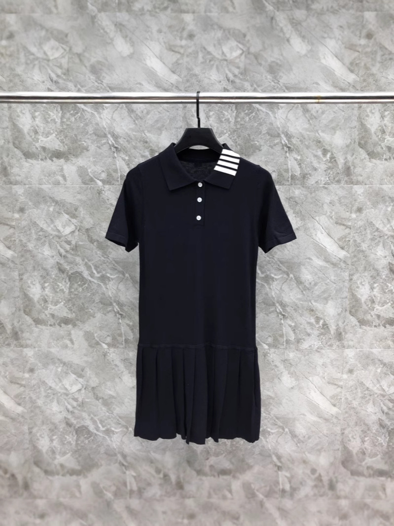 F22016 New collar four bar knitted dress long dress casual fashion comfortable versatile slim short skirt