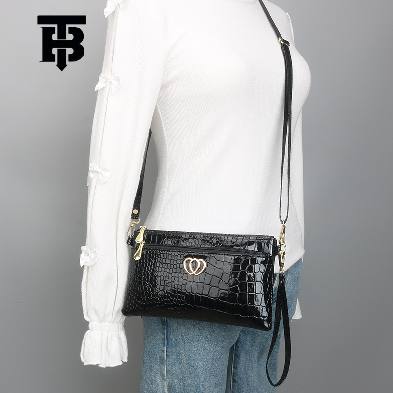 TB BHULAMTE Designer Bag Luxury Bag Fashion New Glossy Patent Leather Women's Bag Crossbody Bag Casual Crocodile Pattern Women's Clutch Smal
