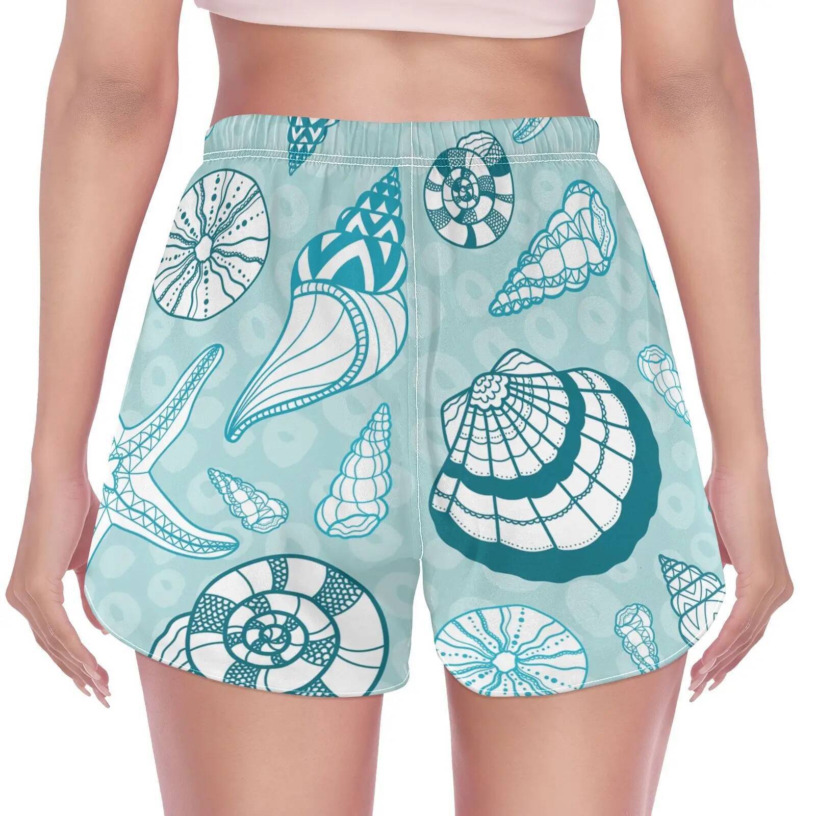 Womens 2 in 1 Running Casual Athletic Gym Yoga Workout Shorts Spandex Tennis athletic shorts Summer Shell printing