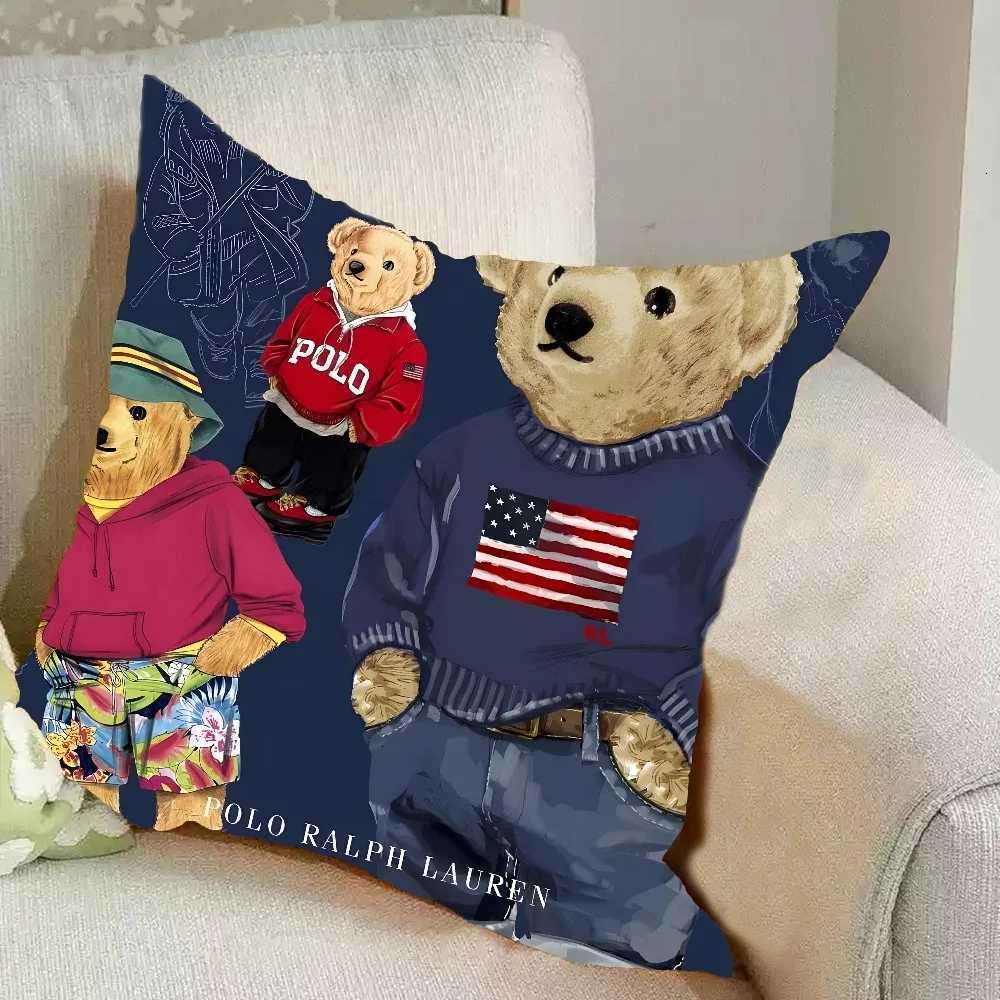 BaronFFilou Nordic Luxury Bear Cushion Geometric Linen Art Playful Home Decor Premium Soft Durable Machine Washable Kids Room Living 1 Y250906