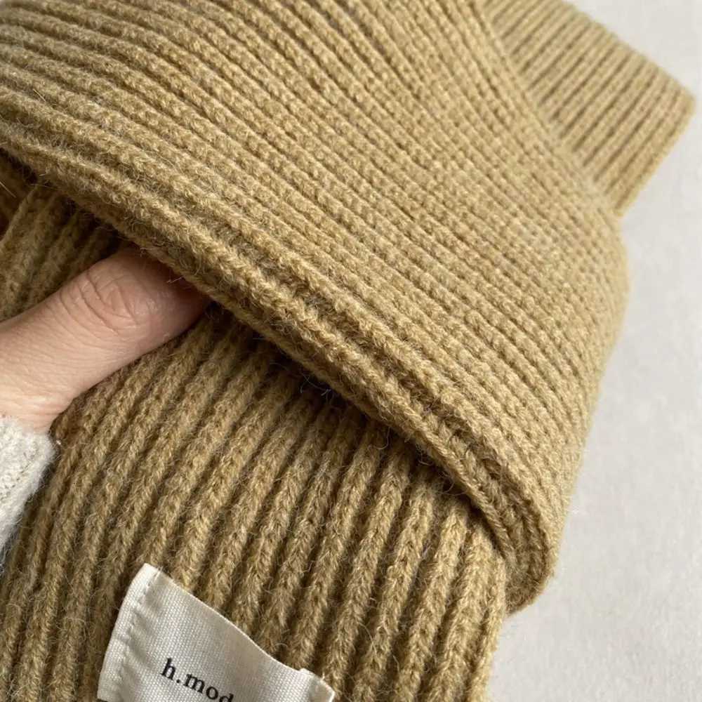 Winter Fashion Solid Color Knitted Scarf Thicken Neck Cover Women Scarf Windproof Long Scarves Women MenXJ250905