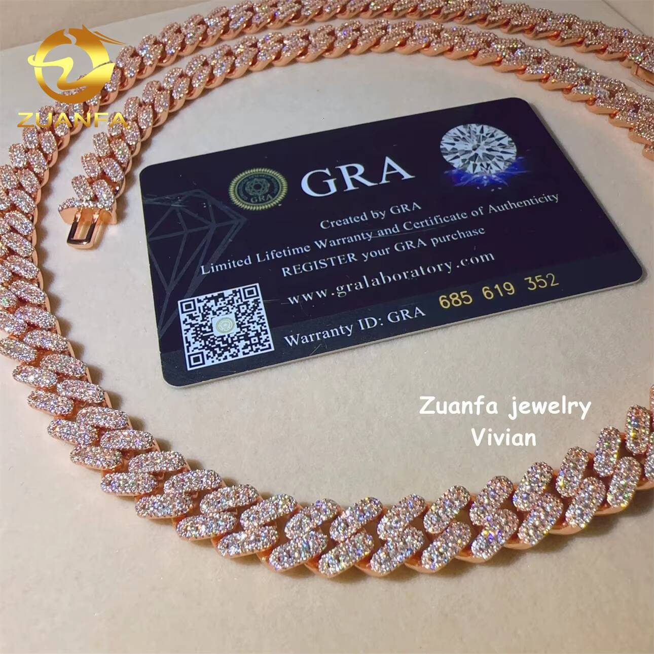 Hip Hop VVS Moissanite Diamond Fine Jewelry Miossanite Iced Out Necklace 10mm Miami Cuban Link Chain Necklace