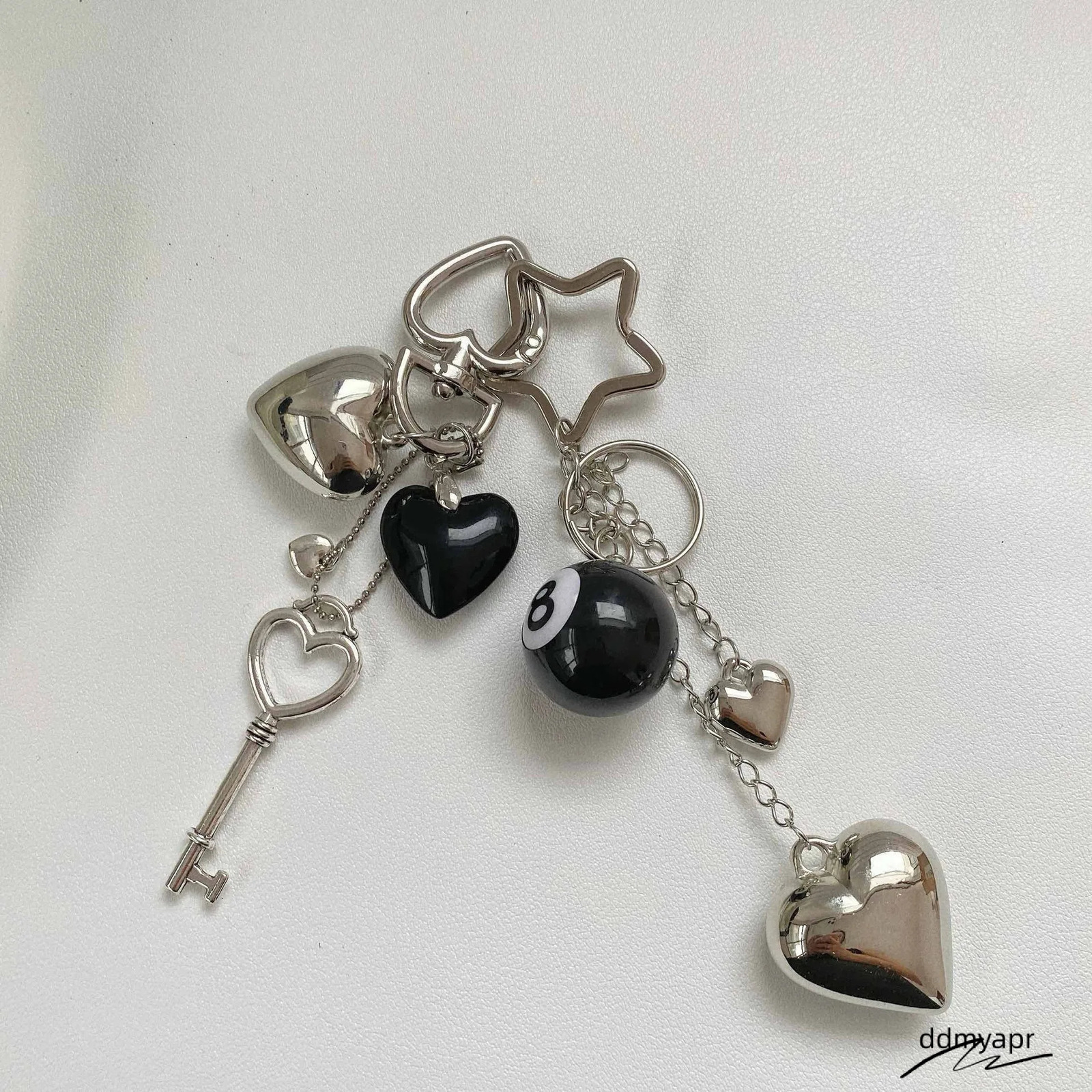 Phone Keychains: Metallic Star Heart Keychain ddmyday - Cool Car Keychains Bags, Phones, Unique Pendant For Men, Women, Couples ddmyday ddmyday ddmyda