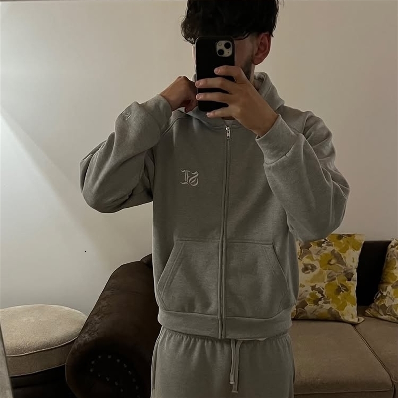 Y2K Streetwear Loose ed Zipper Hoodie Men Women Solid Color Casual Sport Comfortable Multi Functional Sweatshirt 250904