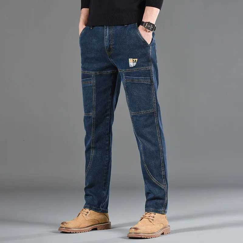 2025 New Style Jeans Mens Slim Fit Korean Style Comfortable Straight Leg Elastic Gray Mid Waist Pants Mens Casual Denim Pants W250905