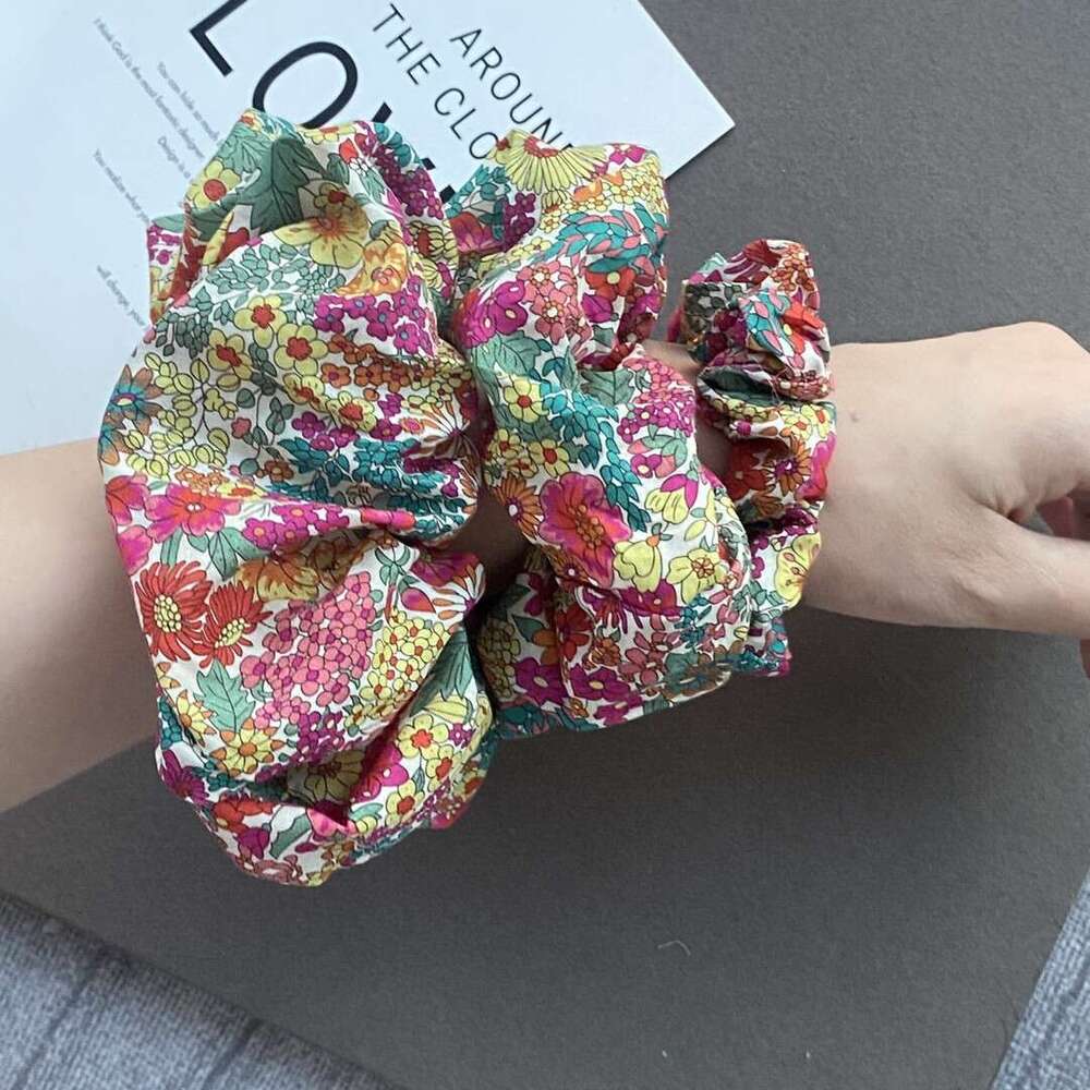DH collections Large Colorful Garden - themed Chunky Elastic Hair Ties with Liberty Print
