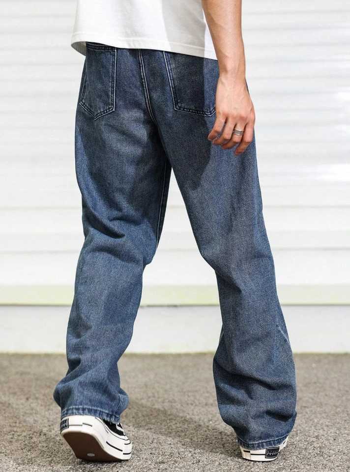 Mens Relaxed Fit Straight Leg Jeans Everyday Comfort for Lounging at Home to Quick Errands W250905