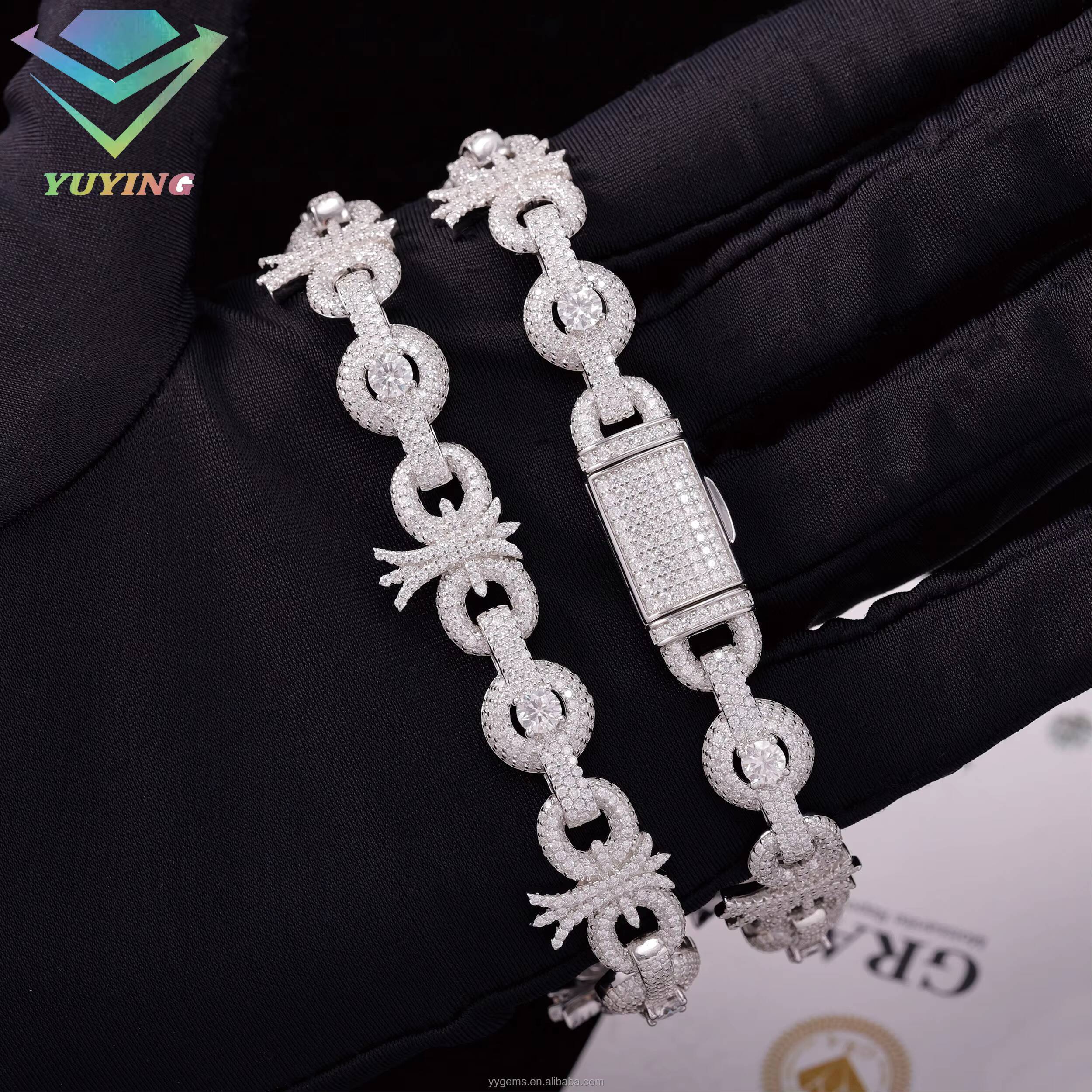 New Design Mossanite Cuban Link Bracelet Solid S925 Silver Men Women Bracelet VVS Diamond Cuban Bracelet Hip Hop Jewelry