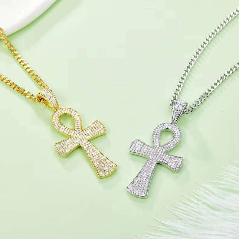 Iced Out Cross Pendant With GRA Certificate VVS Sier Hip Hop Moissanite Chain