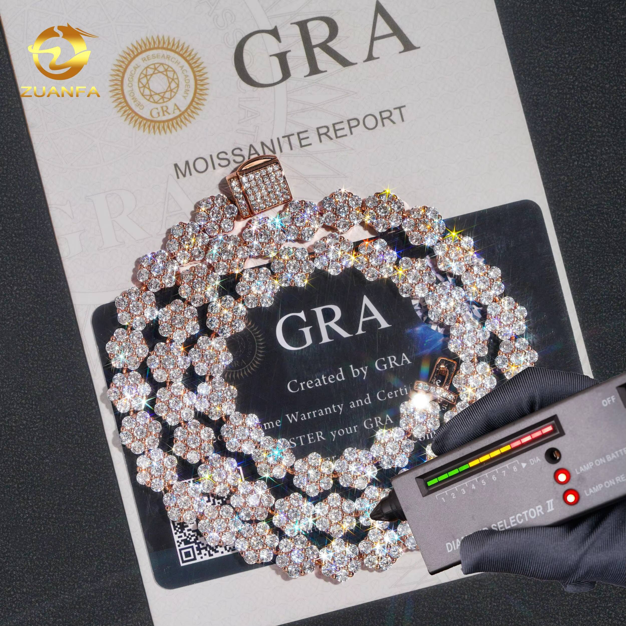 Pass Diamond Tester 925 Sterling Silver Diamond Luxury Fashion Jewelry Vvs Moissanite Hip Hop Jewelry Cuban Link Chain