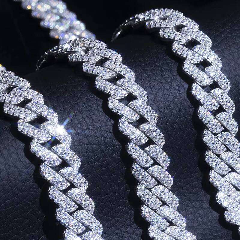Necklace Ice Out Sterling Sier Moissanite Cuban Link Chain Hip Hop Jewelry