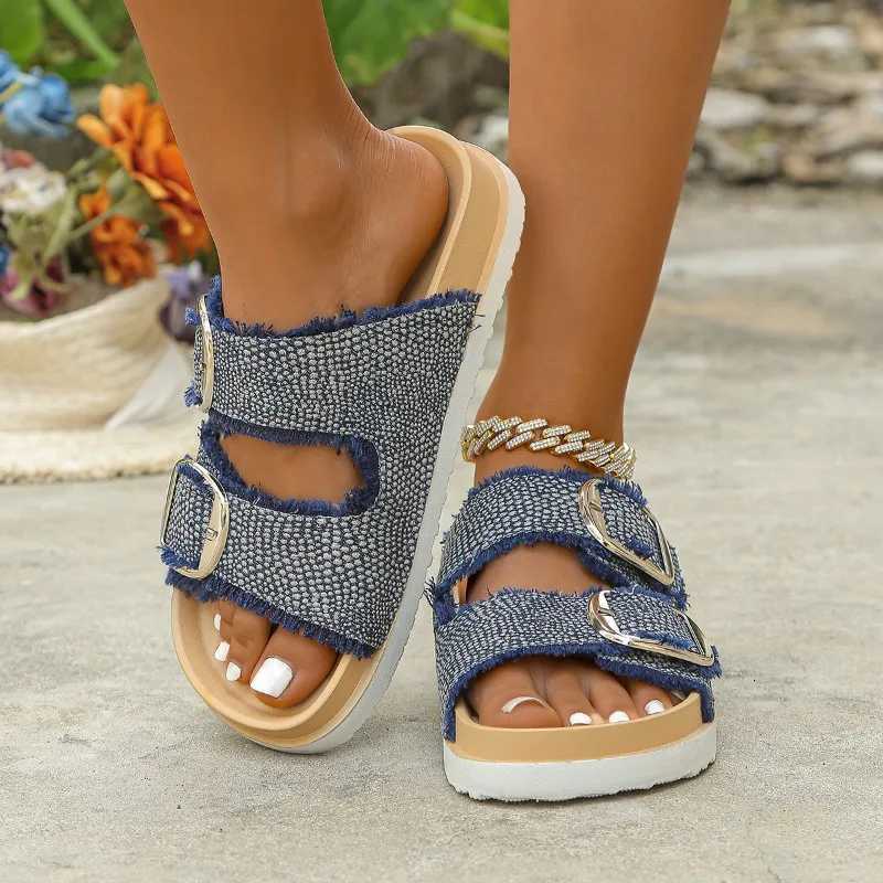 New Womens Comfortable Sandals Slip on Wedge Sandals Sports Beach Walking Shoes Summer Fashion Denim Casual Sandals W250905