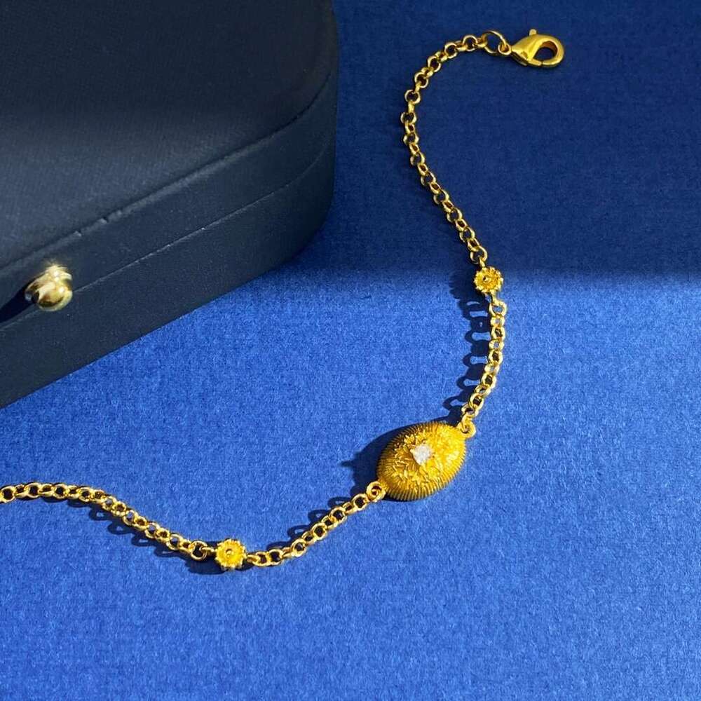 Unbranded Italian Romantic Style Metal Brushed Snowflake Gold Bead Dove Egg Inlaid Dia Bracelet