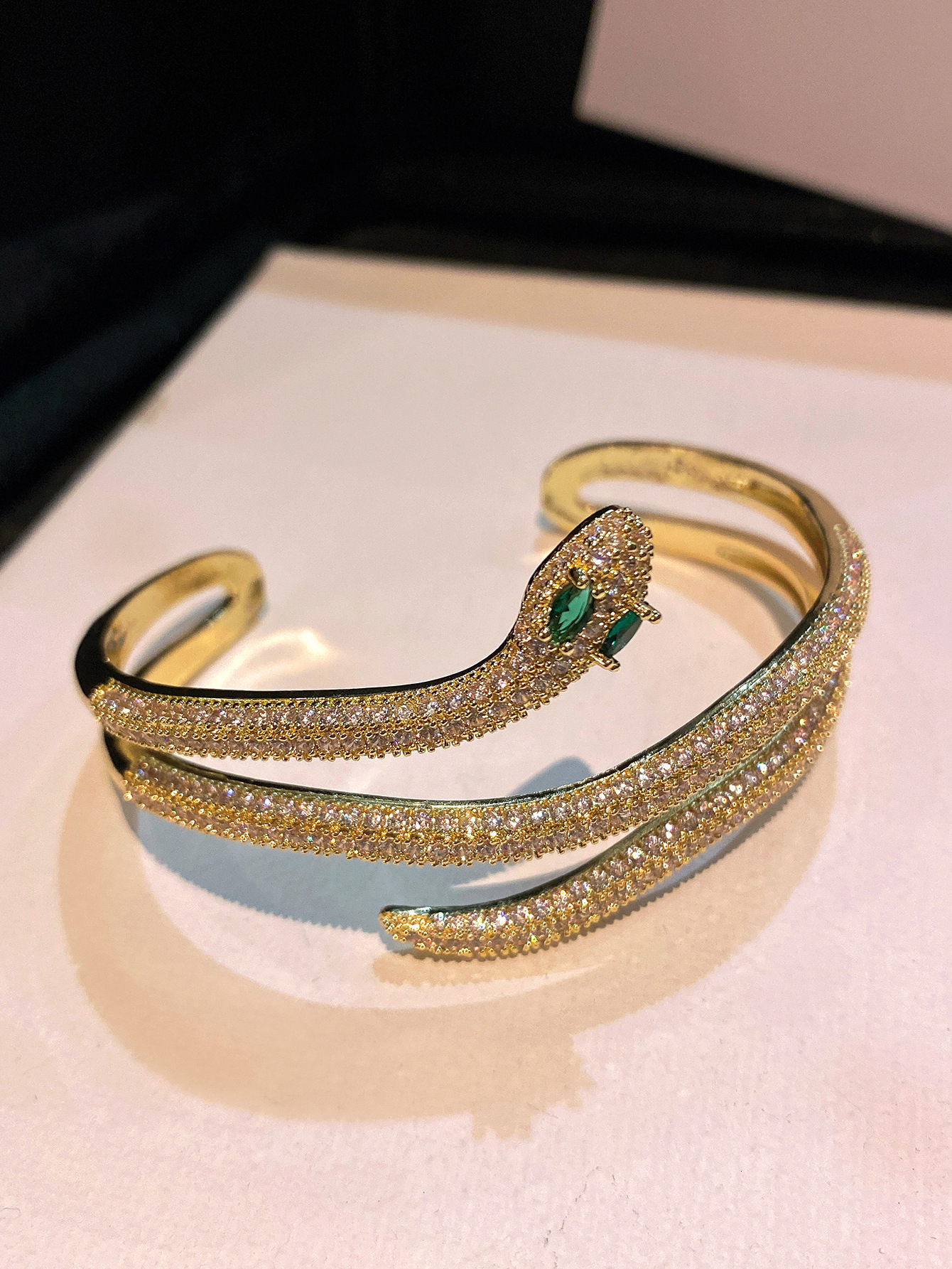 Luxury Brand Designer Jewelry Trade Simple Diamond-Studded Snake-Shaped Bracelet Personality Geometric Gold Snake Bracelet Women's Party Festival
