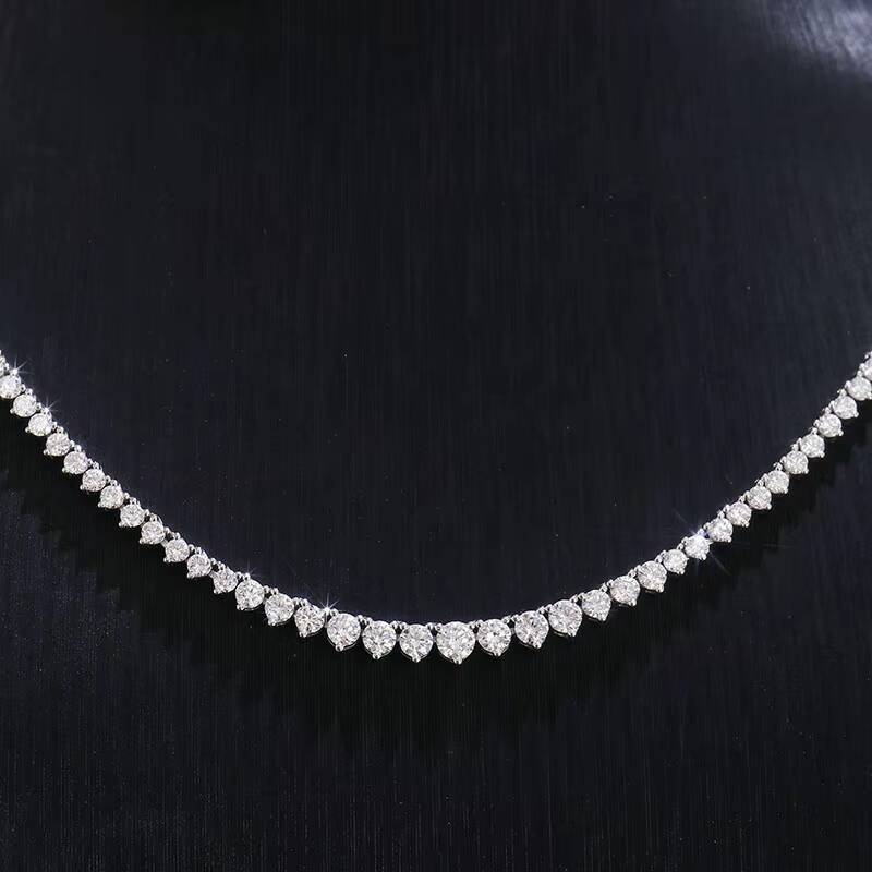 Provence Table Tennis Necklace 925 Silver 2mm 3mm 4mm 5mm Round Colorless Mossinate Diamond Tennis Chain Fashion Necklace