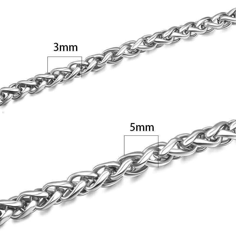 Wholesale 3mm 5mm Waterproof Fashion Link Stainless Steel Gold Plated Wheat Chain Necklaces for Men Women