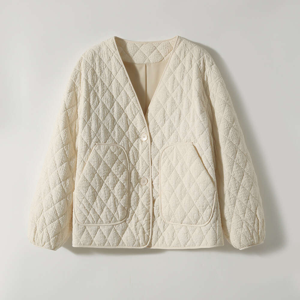 Diamond Grid Layered Casual Versatile Jacket Autumn Winter New Women's Short Long Sleeve Top B5