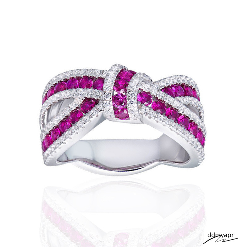 2024 Choucong Brand Wedding Rings Ddmydec Classical Jewelry Sterling Sier Blue Sapphire Round Cut Zircon CZ Dia Elegant Bow Women Cross Band Ring Gift