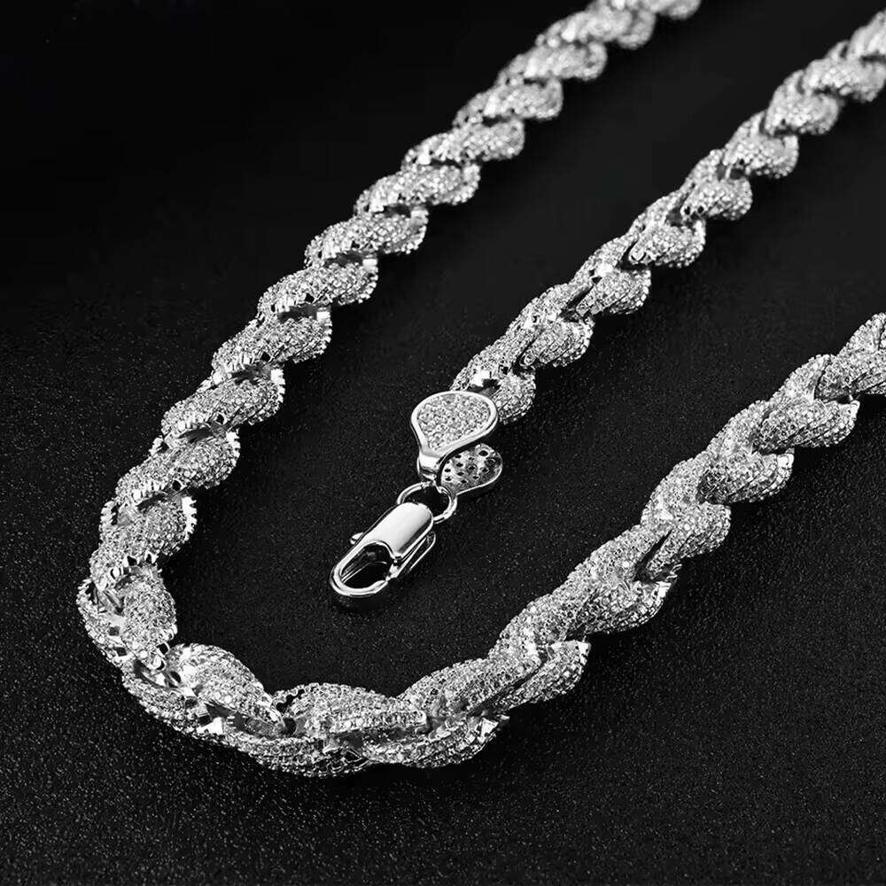 Gra Certificate Factory Price Custom Rapper Big 8mm Sterling Sier Full Iced Out Moissanite Twist Rope Chain for Men