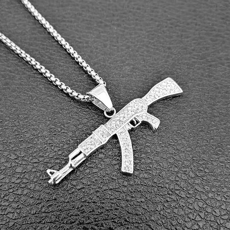 GZYS JEWELRY Bulk Cheap Hiphop Jewelry 18k Stainless Steel Gold Gun Pendant Mens