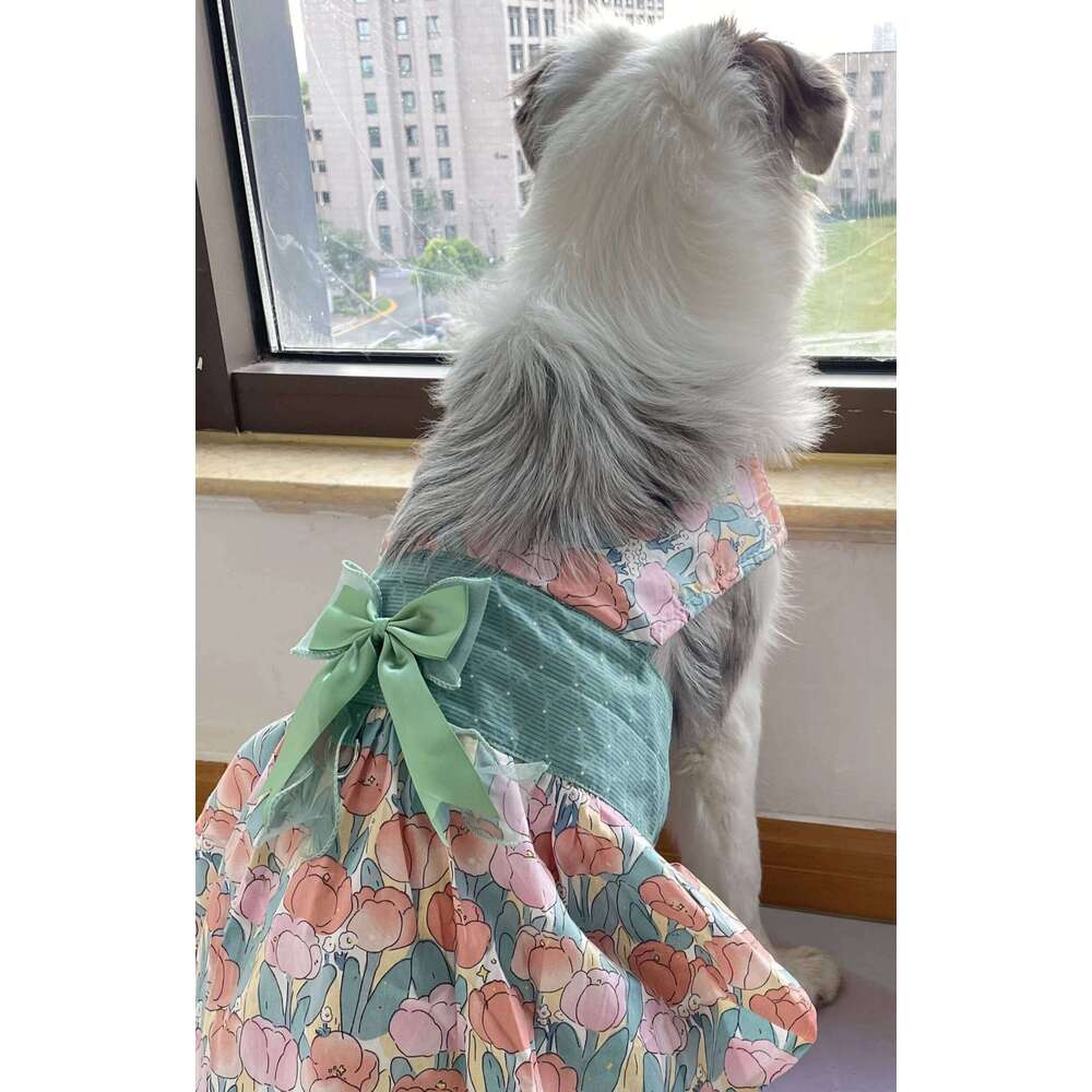designer brand Dog Chest Back Shirt Pet Clothes Cute Sweet Skirt Suspender