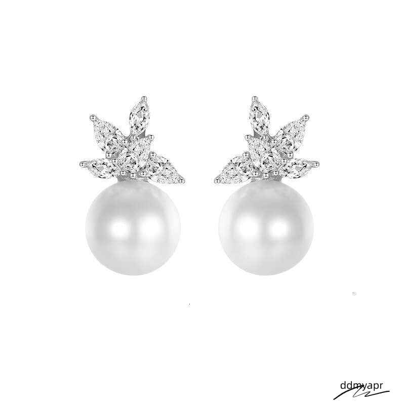 Ferris ddmyday Wheel Leaf Pearl For Women Versatile Pure Sier High-End Niche Design Earrings ddmyday ddmyday ddmyday ddmyday