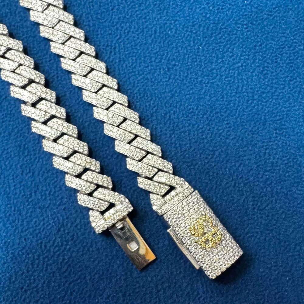 Hot Sale Moissanite Dia Sterling Sier 10MM Fully Iced Out Hip Hop Style Cuban jewellery Link Chain Custom Clasp