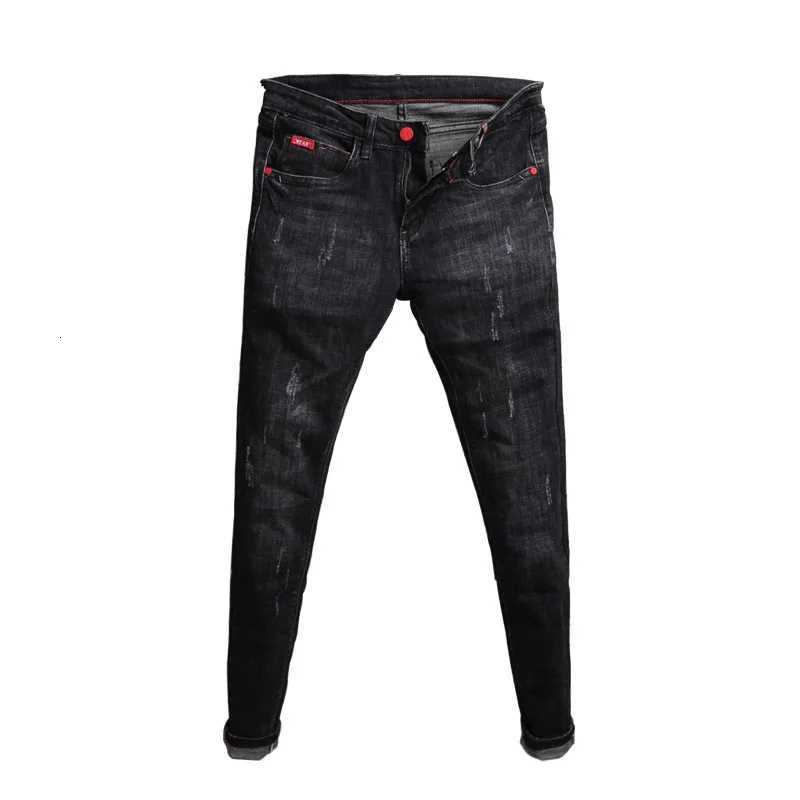 Autumn Winter 2022 Fashion Casual Student Korean Mens Solid Color Trousers Guy Casual Jeans Elastic Skinny Long Pencil Pants W250905