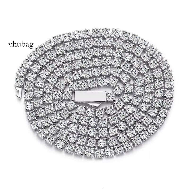 3mm to 4.5mm Three-Prong VVS Tennis Sterling Sier Women Moissanite Jewelry Chain Necklace