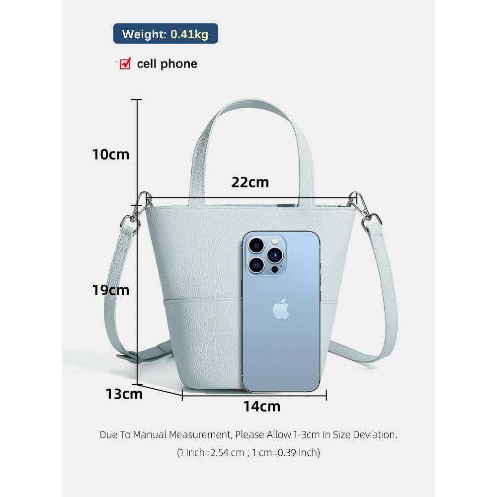 Zency Soft Genuine Leather Buckets Handbag Women Crossbody Bag Summer Autumn Large Pocket For Phone Sunglass Beige Shoulder