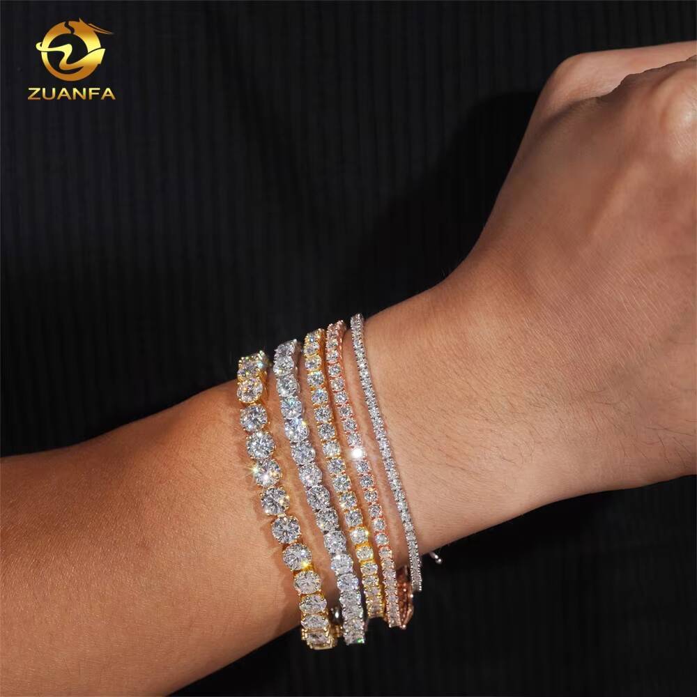 RTS 925 Silver Hip Hop Tennis Choker Chain Iced Out Jewelry 2mm 3mm 4mm 5mm 65mm VVS Moissanite Diamond Chain Tennis Necklace