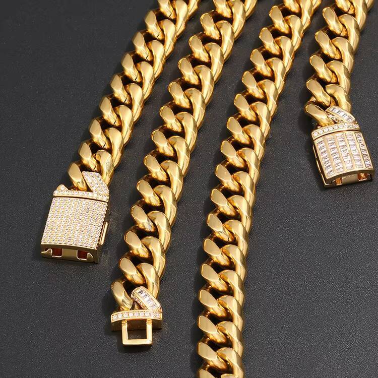GZYS JEWELRY Wholesale Hip Hop Cuban Curb Link Mens Miami Brass 18k Gold Plated Chain Necklace Cuban Link Chain