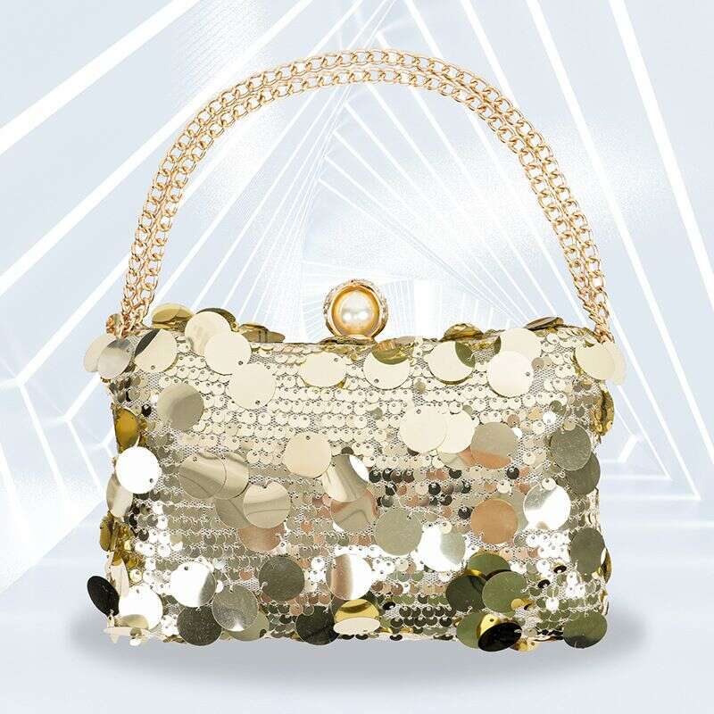 Bags New Sequin Evening Handbag Pearl Chain Women's High-Grade Sense Dress Bag Large Capacity Clutch