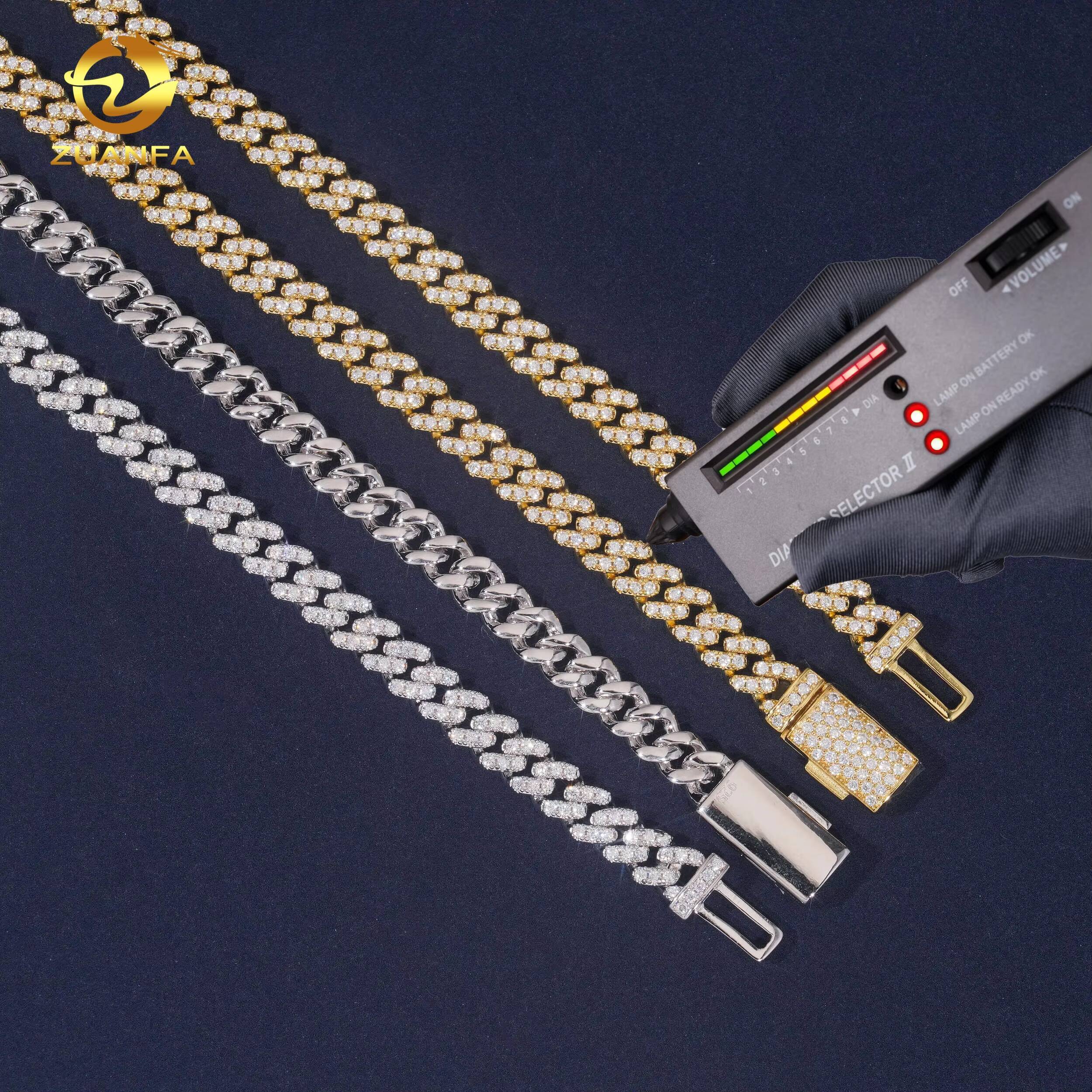 Hot Sale 6mm Custom Hip Hop Jewelry Necklace Iced Out Diamond 925 Sterling Silver VVS Moissanite Cuban Link Chain Bracelet