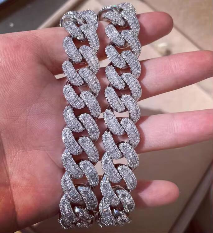 Wholesale Custom Brass Heavy Quality 15MM Men Diamond Chain Ice Jewellery Cuban Link Chain