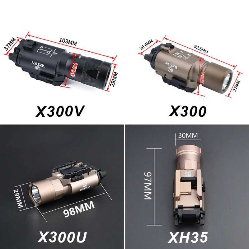 Tactical Surefir X300 X300U Ultra X300V XH35 Metal Pistol Gun Strobe LED Light Fit 20mm Rail Airsoft Hanging Hunting FlashlightXJ250905