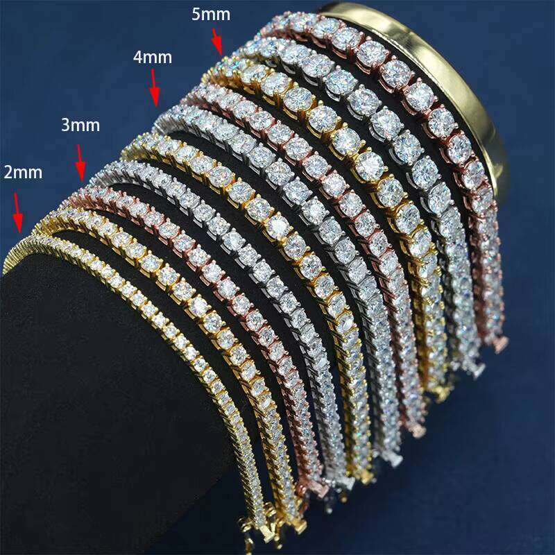 Wholesale Iced Out Dia Sier 2MM Moissanite Tennis Chain Necklace