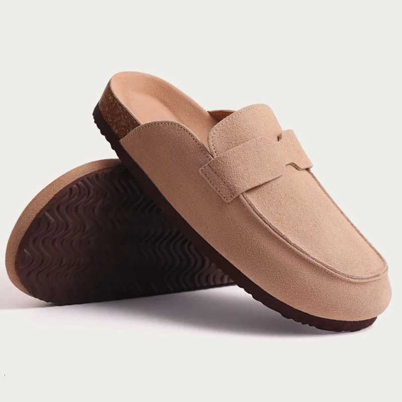 Kidmi New Men Suede Clogs Slippers Soft Women Mules Summer Cork Clogs Slippers Outdoor Beach Sandals Fashion Nonslip Home Shoes W250905