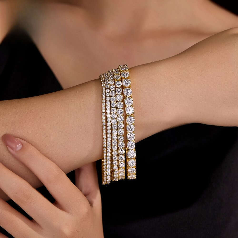 Wholesale Chain Bracelet 2mm-6mm Womens Men Gold Sterling Sier Lab Grown Mossanite Jewelry