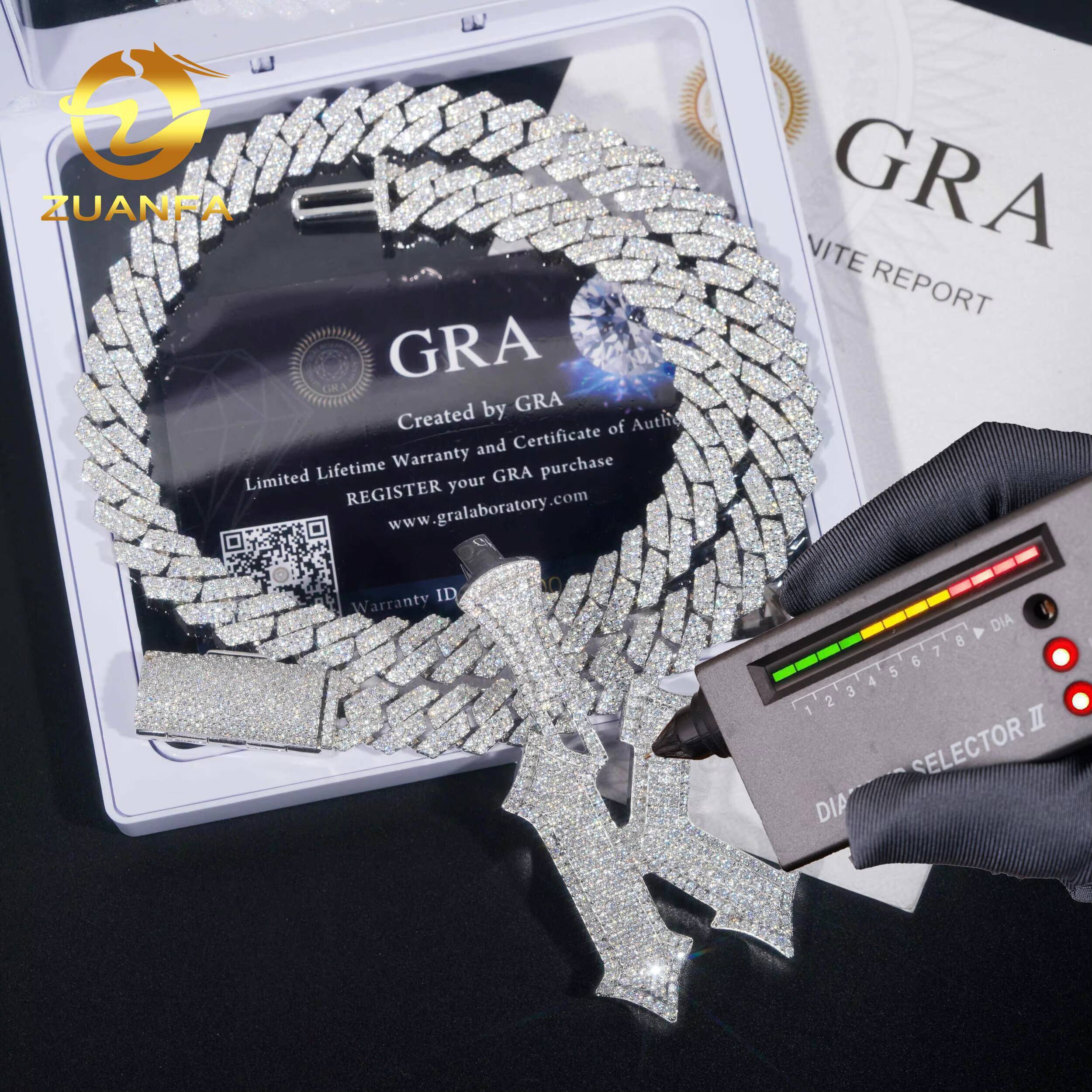 Custom Iced Out 925 Silver Moissanite Pendant Initial Letter Pendant Hip Hop Crown Letter K Pendant Necklace