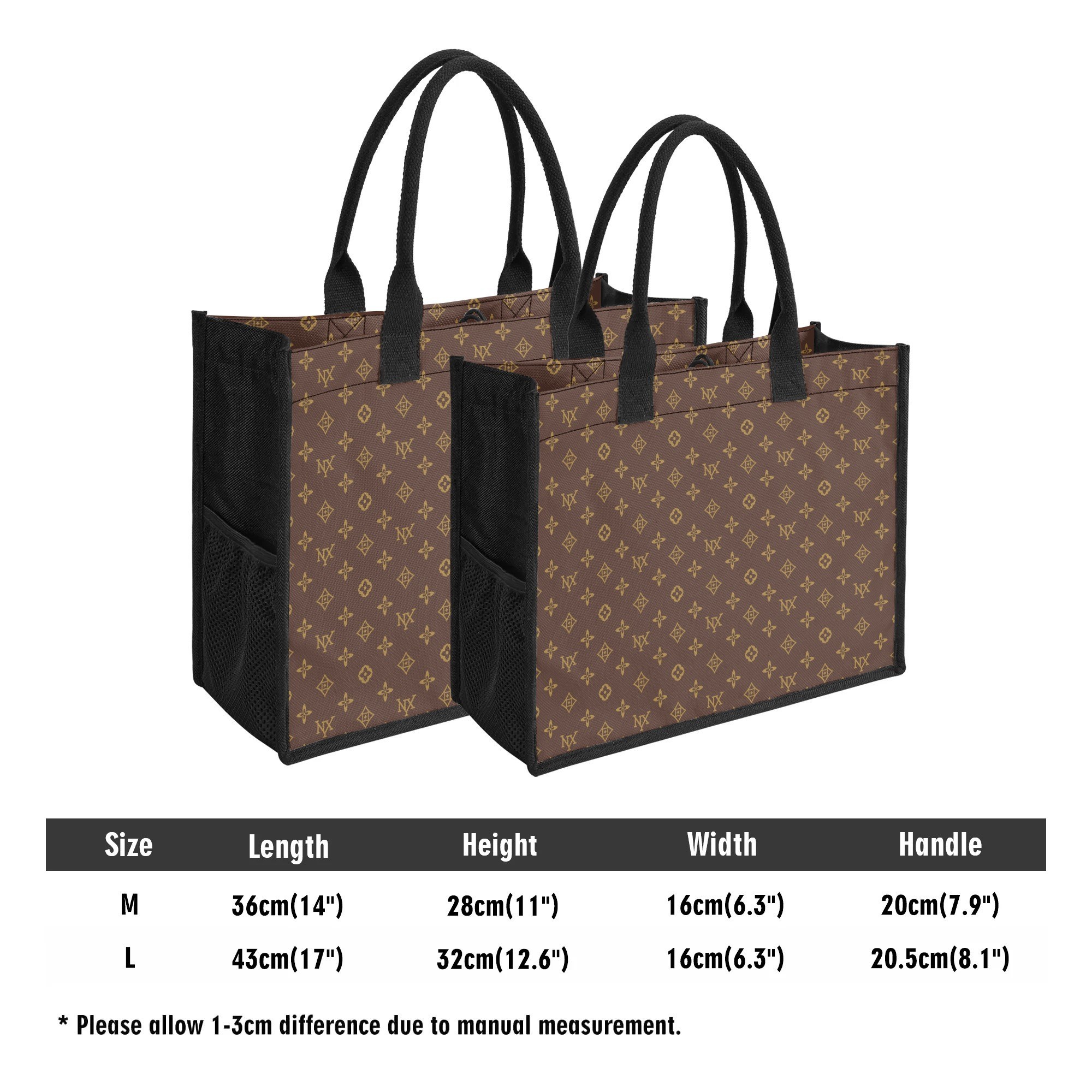 NXY Premium All-Over Print Canvas Tote Bag Thickened Polyester Linen Three Layers Durable Handbag Stylish Reusable Shopping Tote Eco-Friendly Lightwei