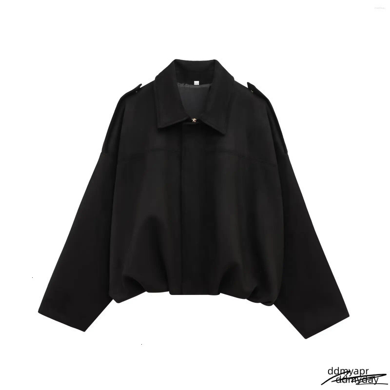 Women's Jackets 2025 ddmyday Vintage Women Suede Texture Bomber Jacket Female Lapel Zipper Long Sleeve Casual Coat Soild Spring Street ddmyday